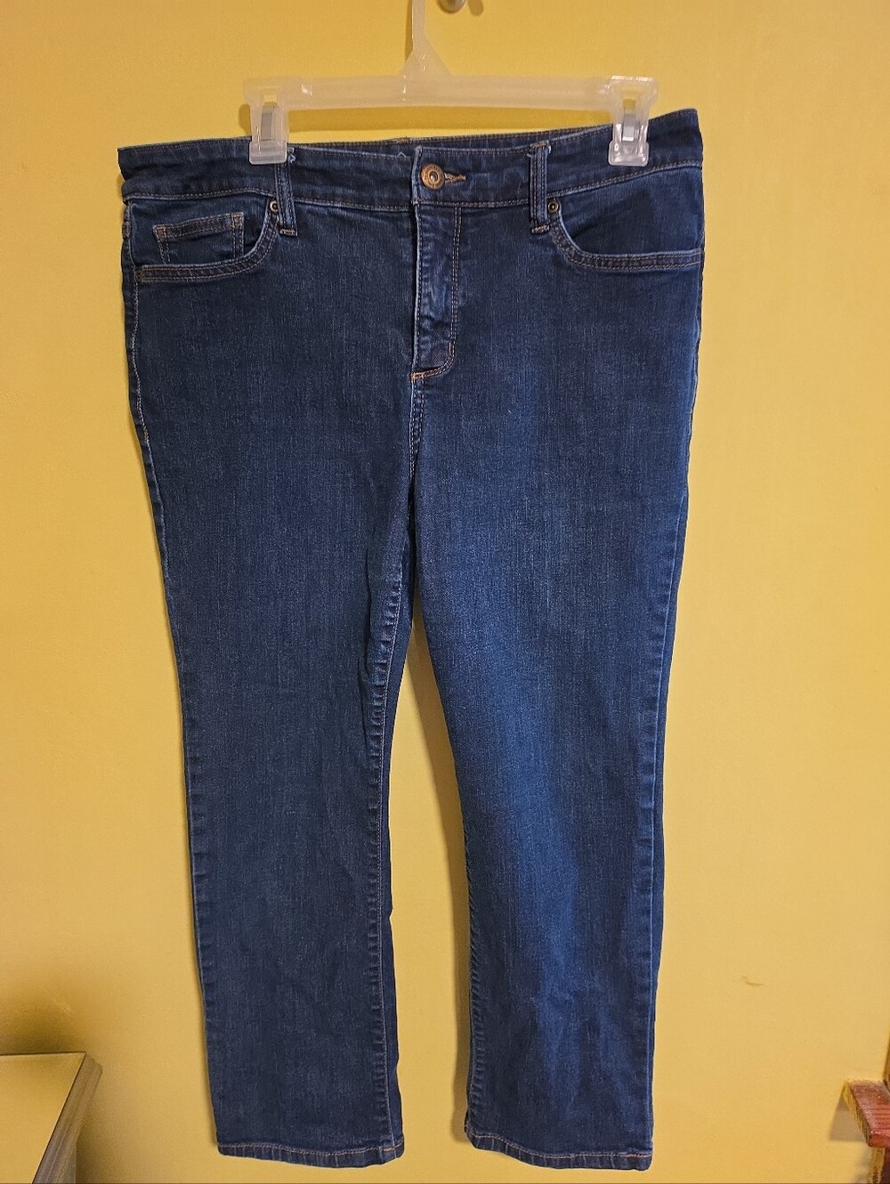 St. John's Bay Women's Size 12PS Straight Leg Dark Blue Jeans 12 Petite Short
